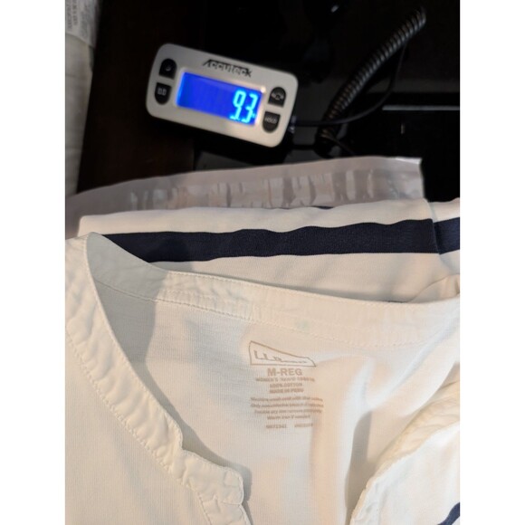 LL Bean Split Neck Shirt Stripe 3/4 Sleeve Size M Reg Nautical Beachy Preppy - Picture 11 of 11